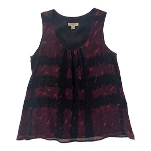 Burberry London Sleeveless Silk Top Burgundy/Black Sz 4